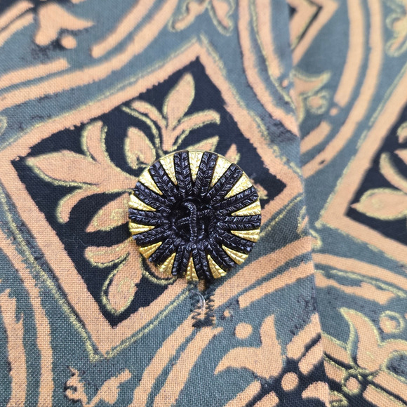 Vintage 1980s John Roberts Black Tan Oversized Abstract Print Dress Size Large - Picture 7 of 10